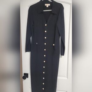 Michael Kors Black Long Sleeve Dress with Gold Buttons